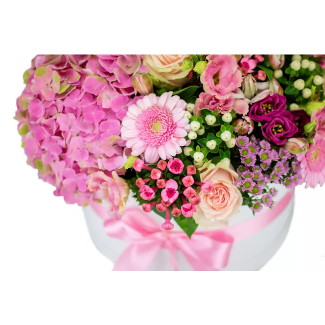 Box růžových květin